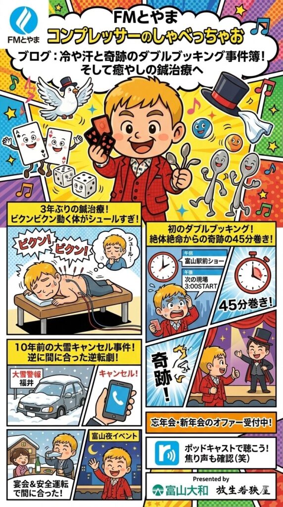 【放送後記】Wブッキングの冷や汗と奇跡！マジシャンコンプレッサーのしゃべっちゃお