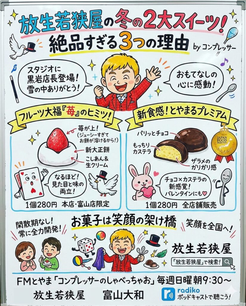 放生若狭屋の冬の2大スイーツ！いちご大福と「とやまるプレミアム」が絶品すぎる3つの理由